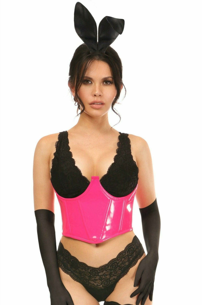 Sexy Deluxe 4 Piece Pink Vinyl Bunny Corset Halloween Costume