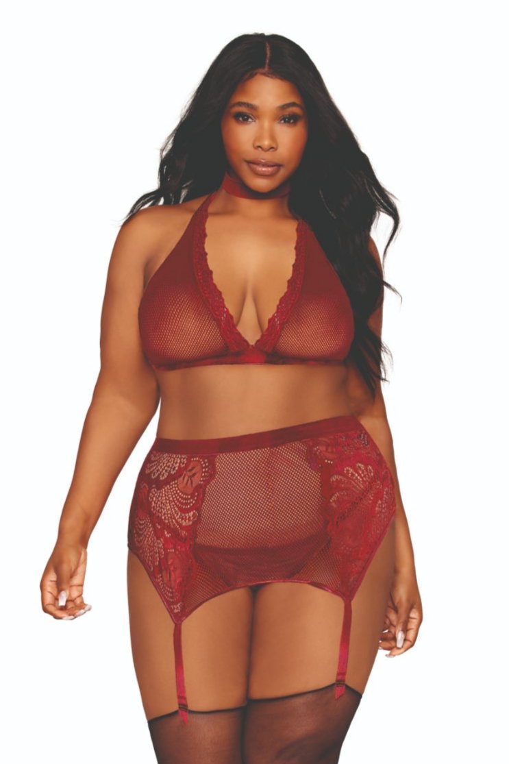 Alluring Plus Size Fishnet Lingerie Duo