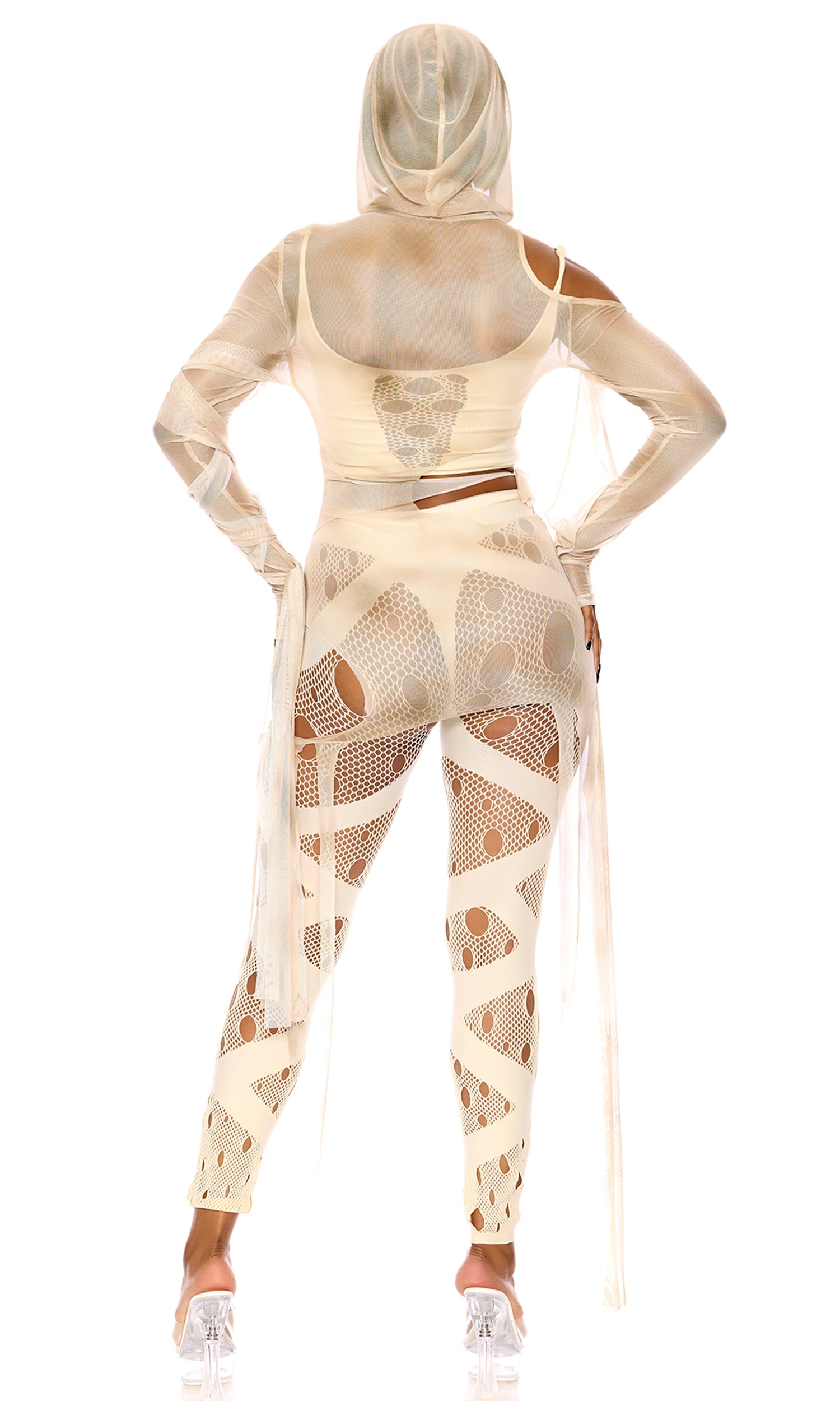 Sexy Ancient Mummy Wrap Halloween Costume for women, stylish and chic.