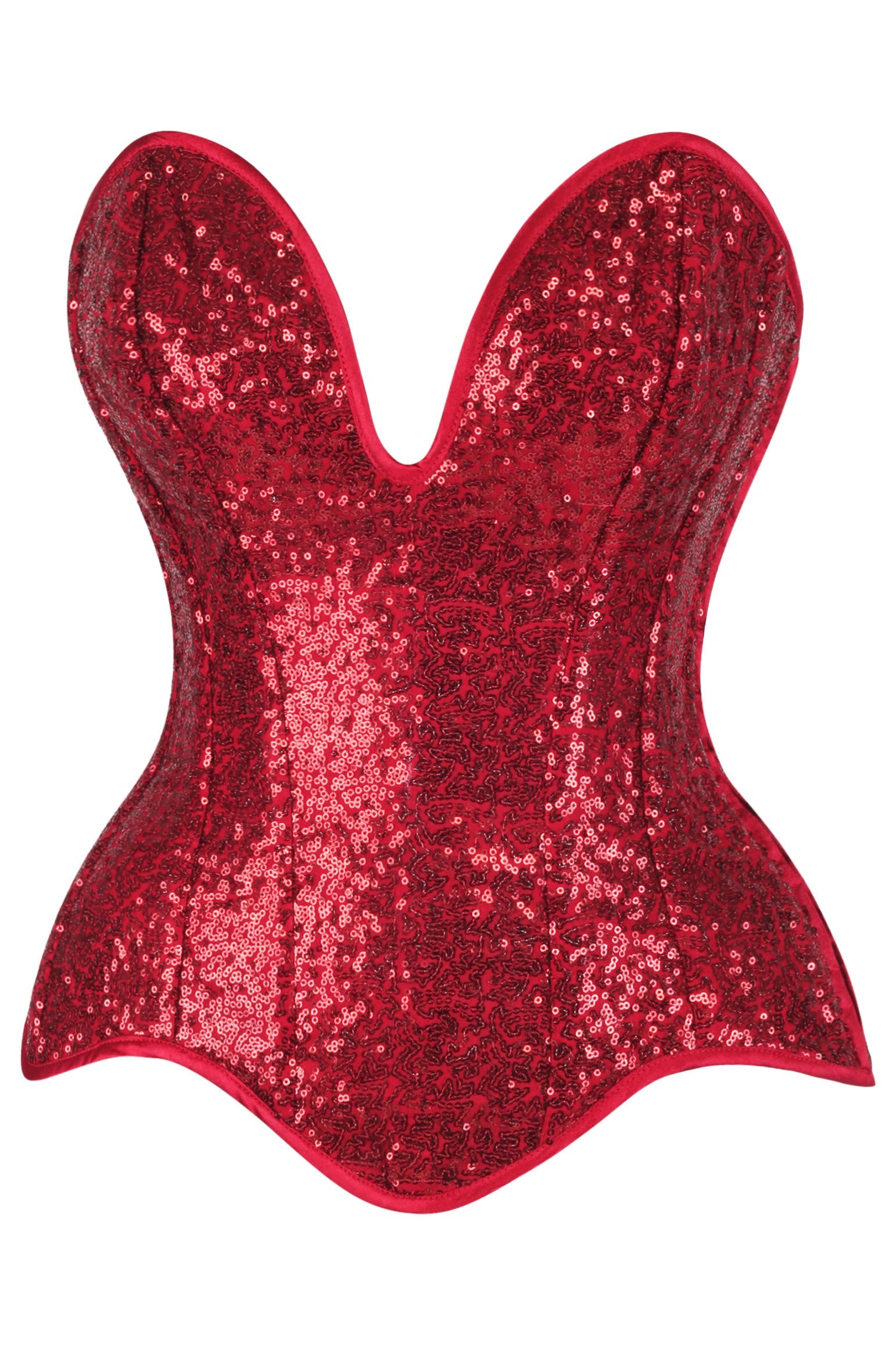 Vintage-Inspired Red Sequin Overbust Corset