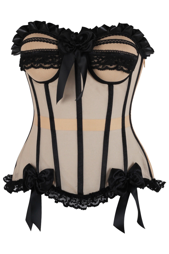 Boudoir Steel Boned Nude & Black Mesh Corset