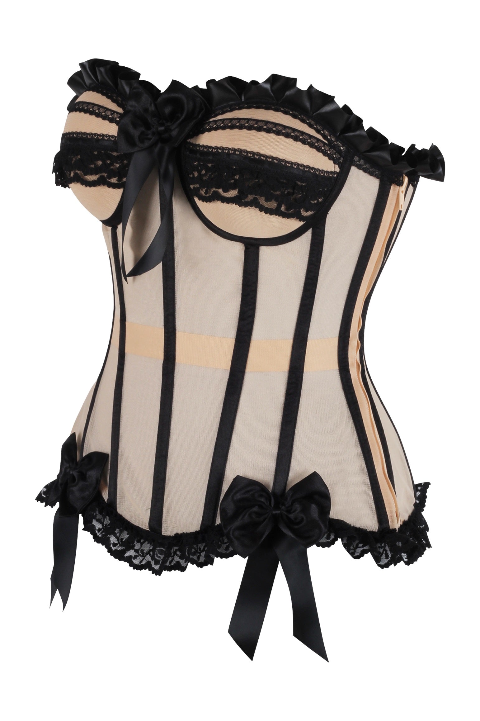 Boudoir Steel Boned Nude & Black Mesh Corset