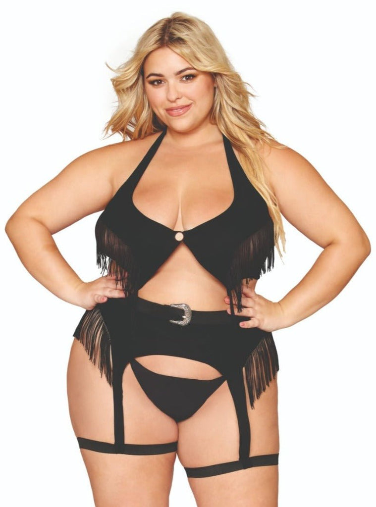 Curvy Western Seductress Bralette and Garter Costume Musotica.com