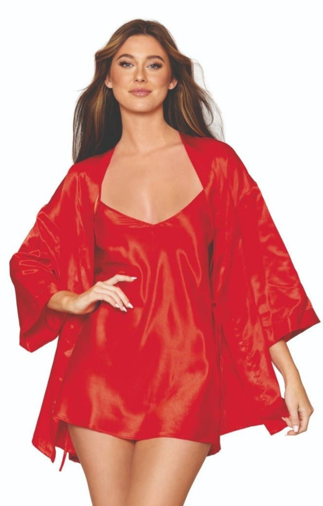 Elegant Satin Robe and Chemise Set Musotica.com