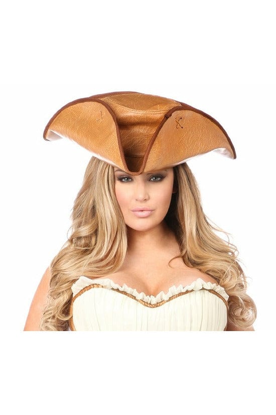 Faux Leather Pirate Hat in Camel Musotica.com