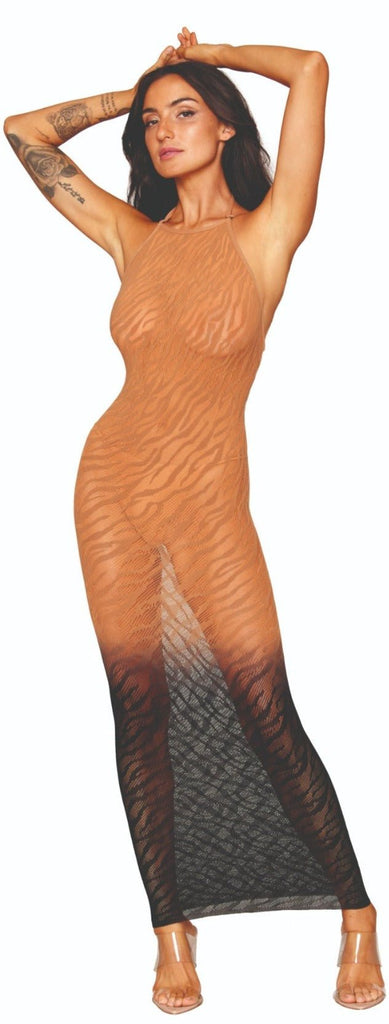 Seamless Zebra Pattern Ombre Bodystocking Gown Musotica.com