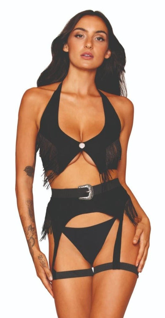 Wild West Faux-Leather Lingerie Set Costume Musotica.com