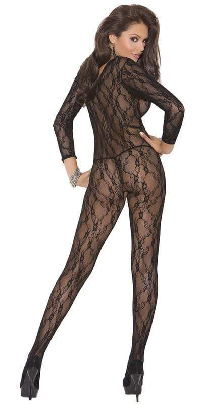 Sexy Blow Black Long Sleeve Deep V Plunge Bodystocking