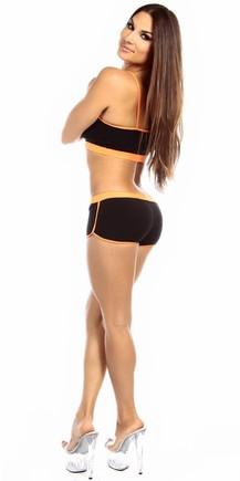 Sexy Neon Trim Fit Super Set Low Rise Athletic Gym Shorts - Black/Orange -  Small at  Women's Clothing store