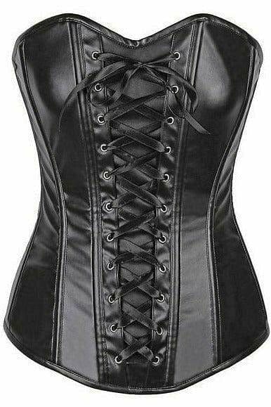 Sexy Wet Look Faux Leather Lace-Up Over Bust Corset